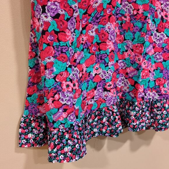 RIXO Dress Pink Purple Floral Puff Sleeve Mini Ruffle Cottage Size 6 - Picture 3 of 10